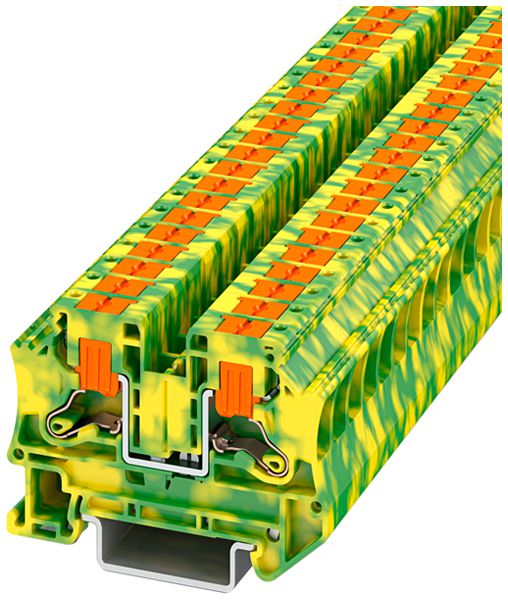 Borne de terre joignable PX PTV 6-PE 6mm² Push-In 2×1 DIN35 vert-jaune