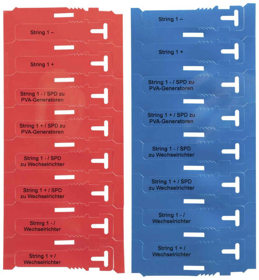 Set di etichettatura AWAG per impianto fotovoltaico, 1 string, 8 pezzi