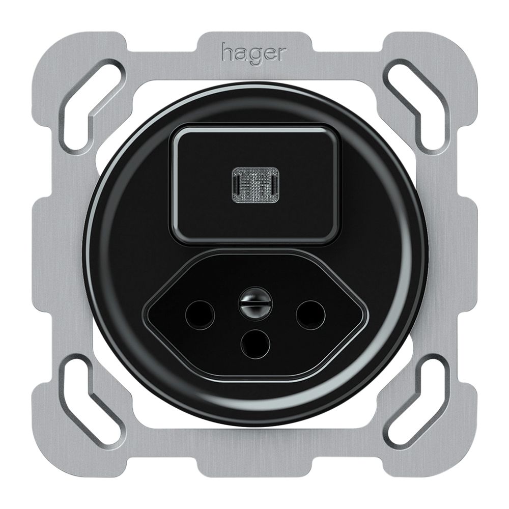 UP-Kombination origin 1×Taste beleuchtet 1CO+T13 1P 0<1 10A 230V 77×77mm schwarz