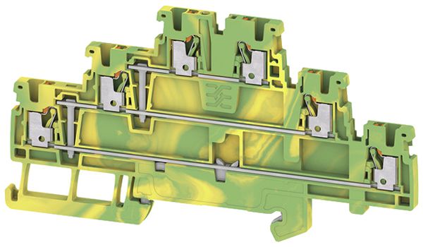 Borne de passage joignable WM A3T 1.5 PE 1.5mm² PUSH IN 2×3 DIN35 vert/jaune