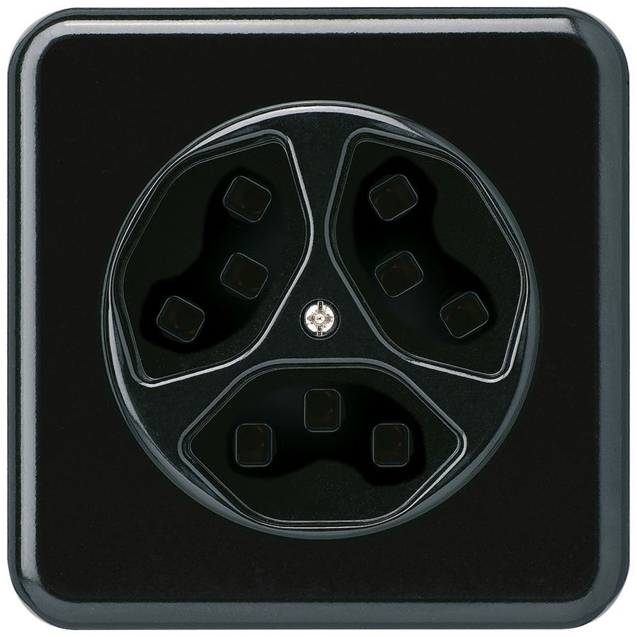 UP-Steckdose Hager basico 3×Typ 23 C schwarz