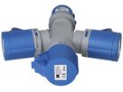 Distributeur en croix MH 1×fiche CEE16 A 3×prise CEE 16A bleu 230V IP44