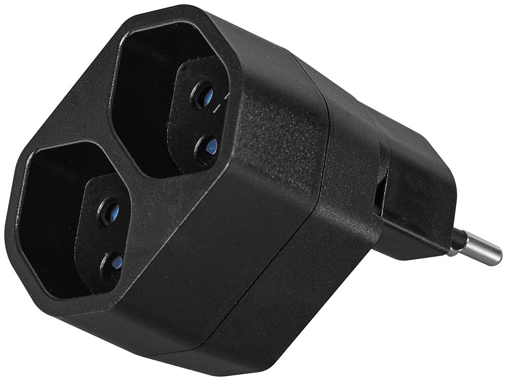 Fiche multiple LINE 2×T13 rotative 320° 10A 230V IP20 noir