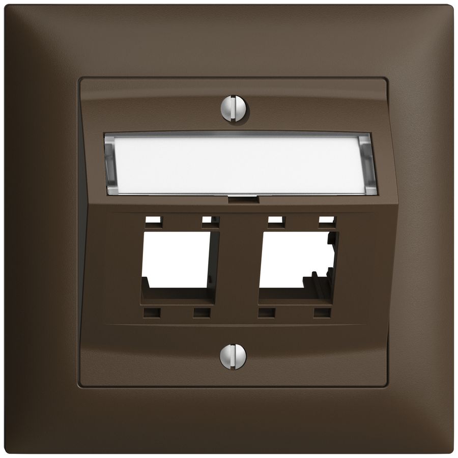 Kit de montage ENC EDIZIOdue, avec capot de sortie oblique, pour 2×RJ45, coffee