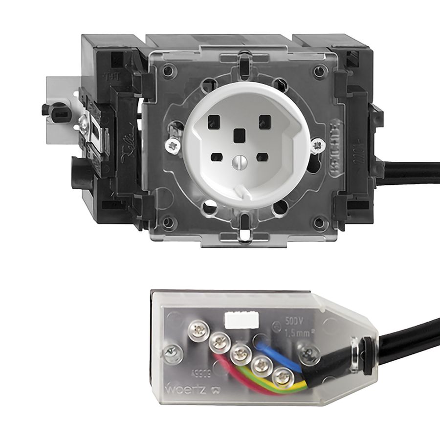 Prise INC FH T25 16A blanc 49…69mm pour câble plat Technofil