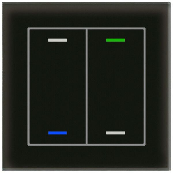 Poussoir KNX RGBW ENC MDT BE-GTL2TS.01S 2t/4a temp.verre noir "neutre"