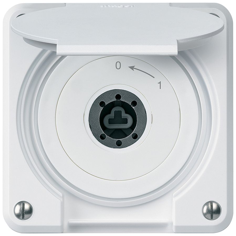 Contact pivotant à clé ENC robusto IP55 blanc avec clapet sans cylindre 1P combi