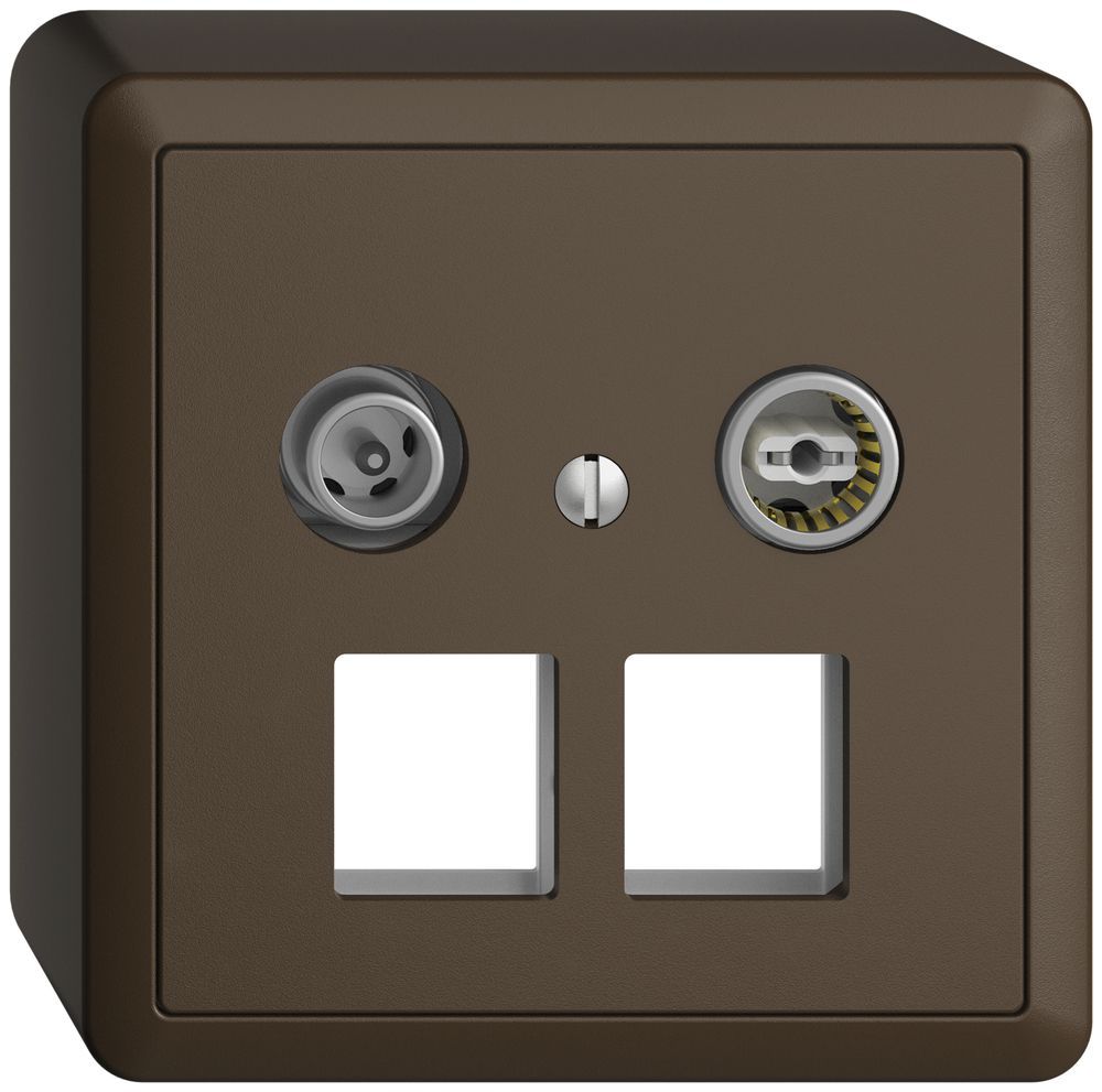 Prise multimédia 4dB AP Edue, prise de dérivation, p.2×RJ45 Keystone a.capot cof