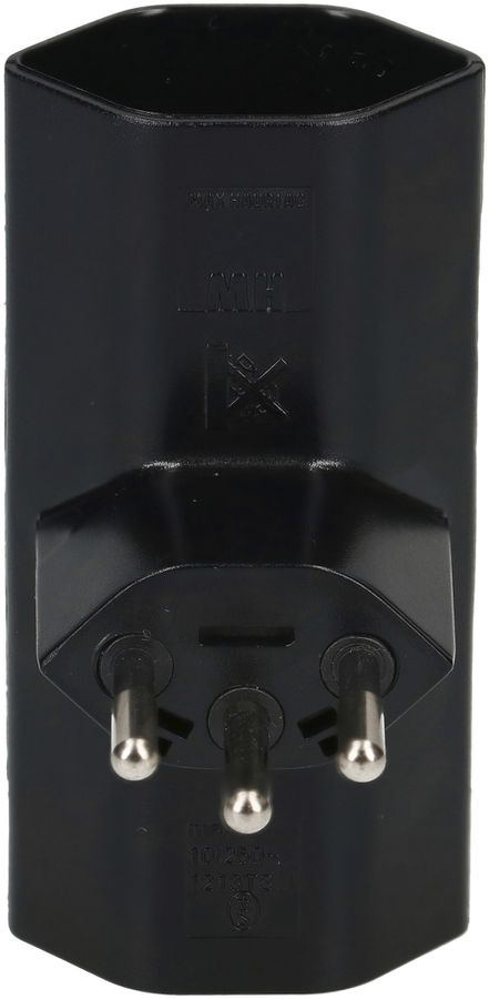 Abzweigstecker MAX HAURI 2×T13 10A 250V T-Form schwarz