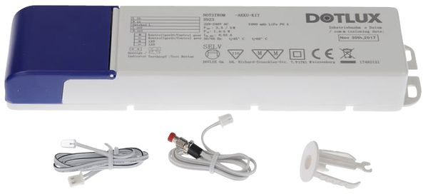 Kit de batterie de secours DOTLUX, 2.2/5W, 6/3h, 10…90VDC, 3000mAh, 250×60×32mm