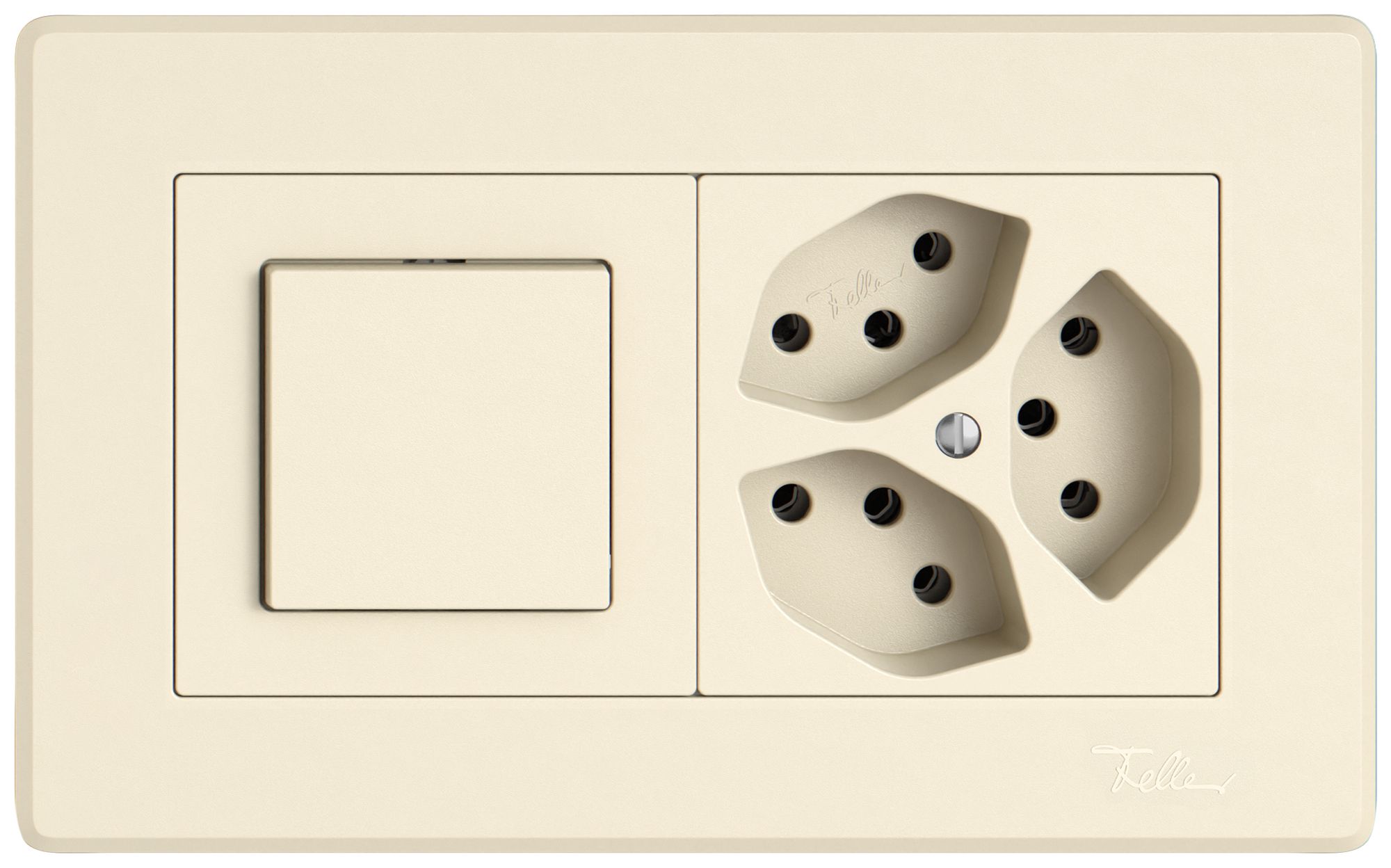 Combinazione INC EDIZIO.liv SNAPFIX® 1×2 96×156mm schema 3/1L+3×T13 crema