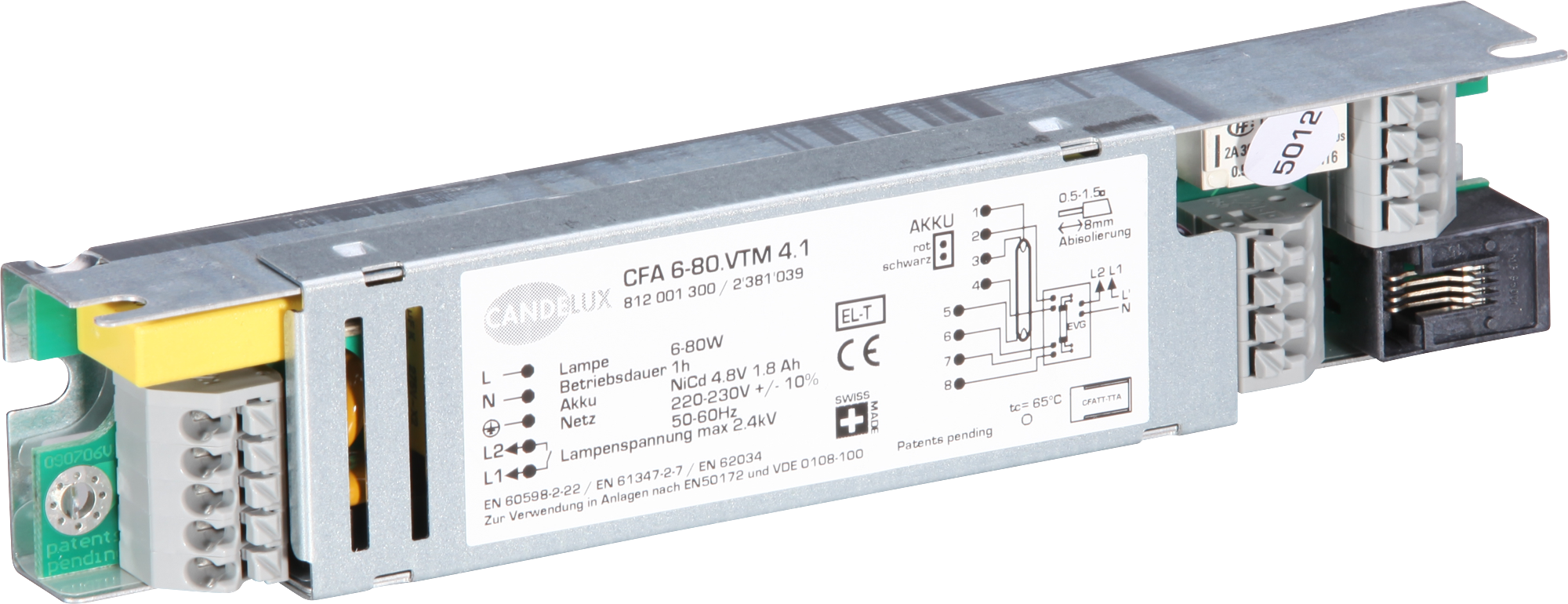 Élément de secours pour lf 4-broches, 6…80W, T5/T8, autotest