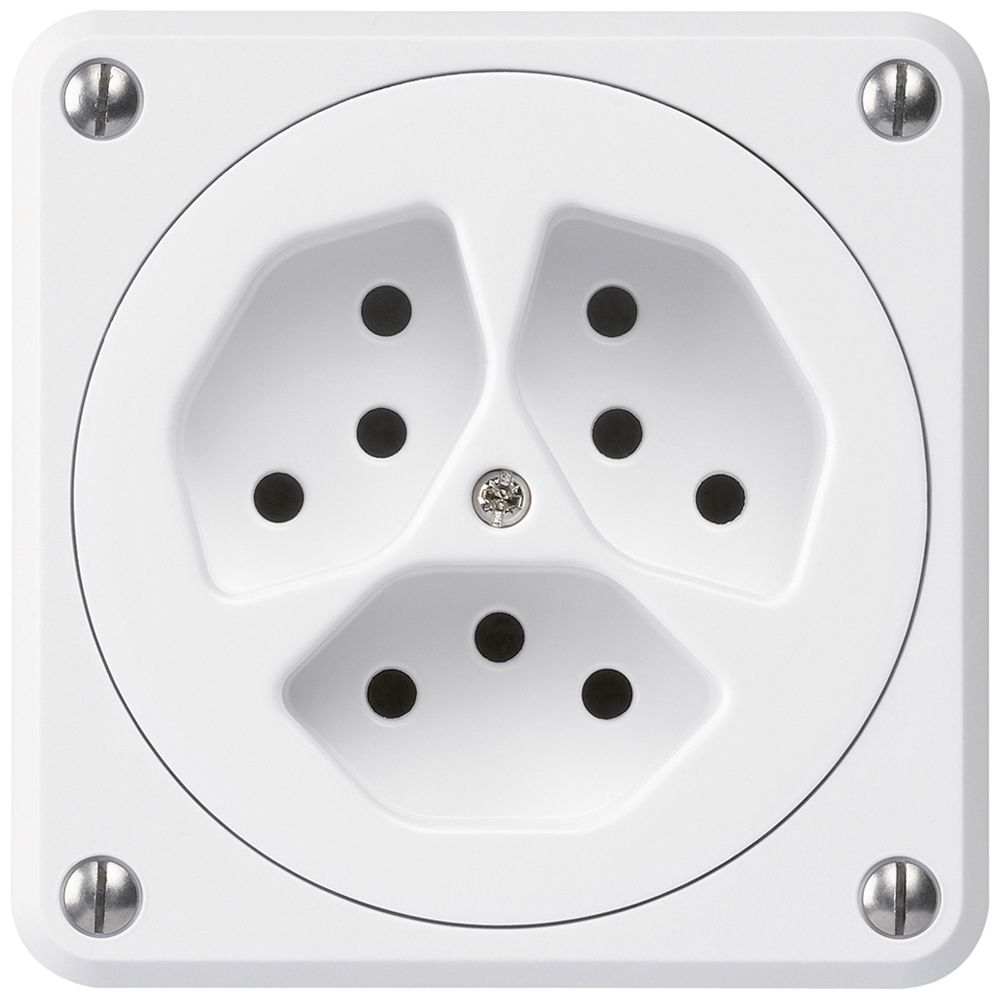 UP-Steckdose robusto 3×Typ 13 weiss ohne Klappdeckel