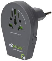 Spina d'adattazione MH q2power WORLD to SWITZERLAND + ITALY + BRAZIL 2×USB