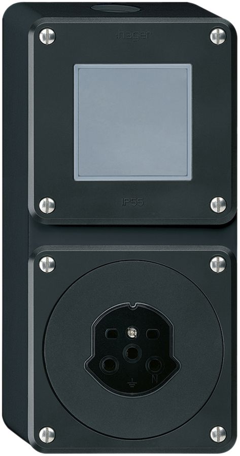 Combi AP 2×1 HA robusto schéma 3/type 15 avec bornes enfichables noir