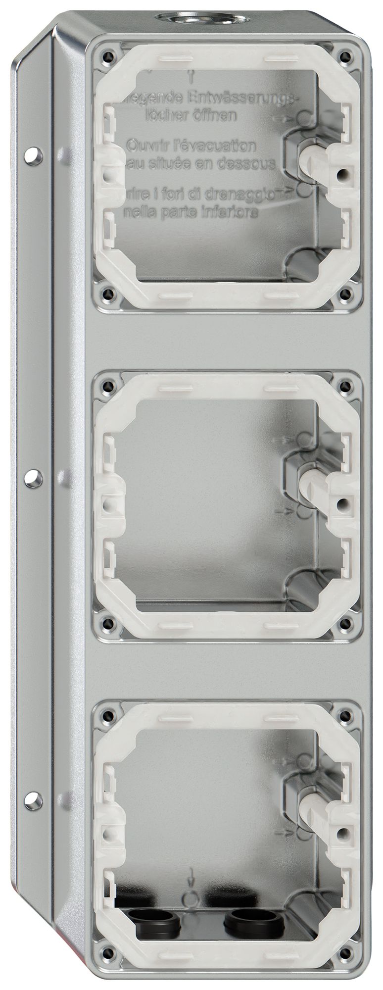 Scatola AP ELEMENT 3-volte 293×111mm 3 ingressi alluminio