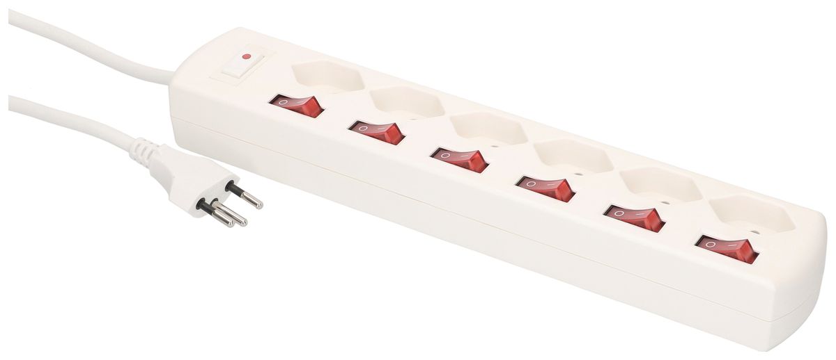Steckdosenleiste MAX HAURI Multi-Switch 10A 7×Schalter 6×T13 weiss