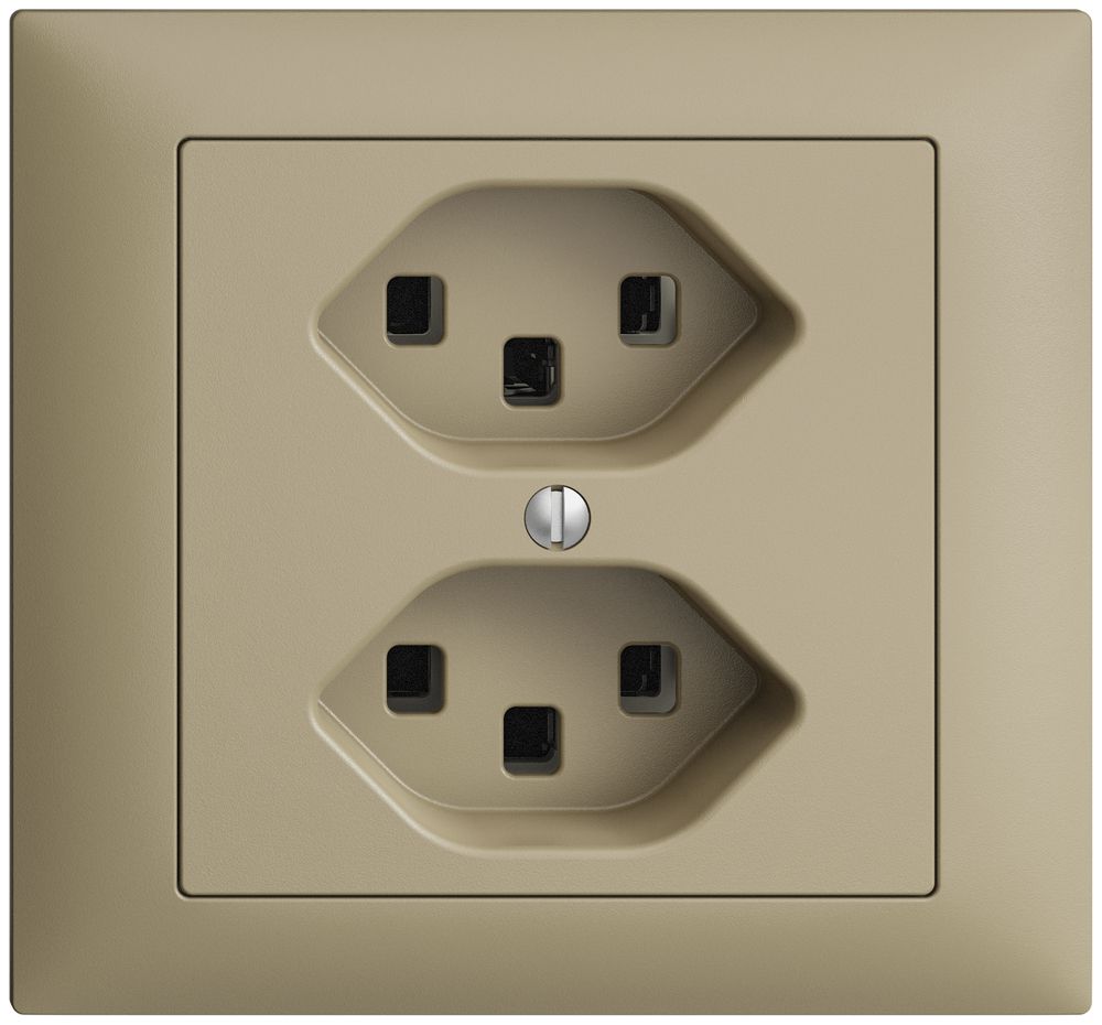 EB-Steckdose 2×T23 16A EDIZIOdue sand, mit Steckklemmen