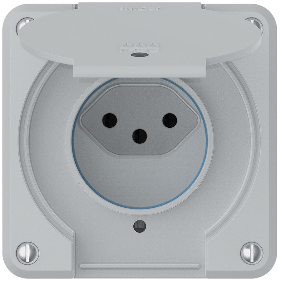 Steckdose robusto 1×Typ 13 beleuchtet IP55 hellgrau