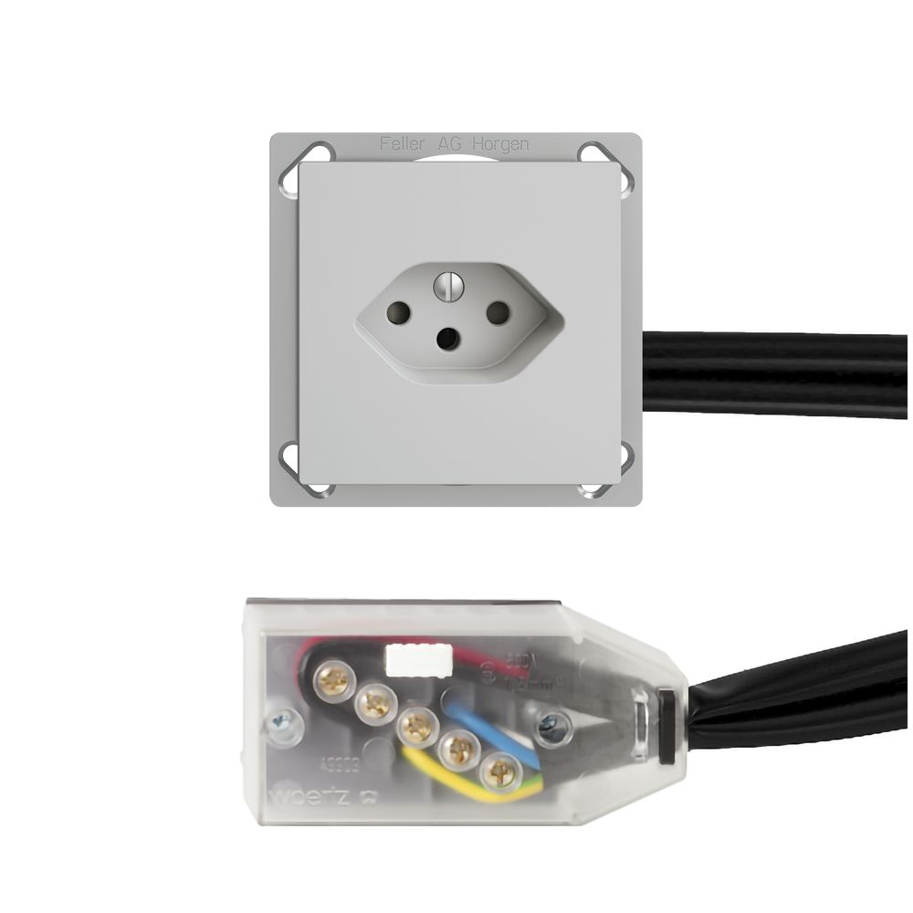 EB-Steckdose EDIZIOdue T13 L1 hellgrau für Flachkabel Technofil