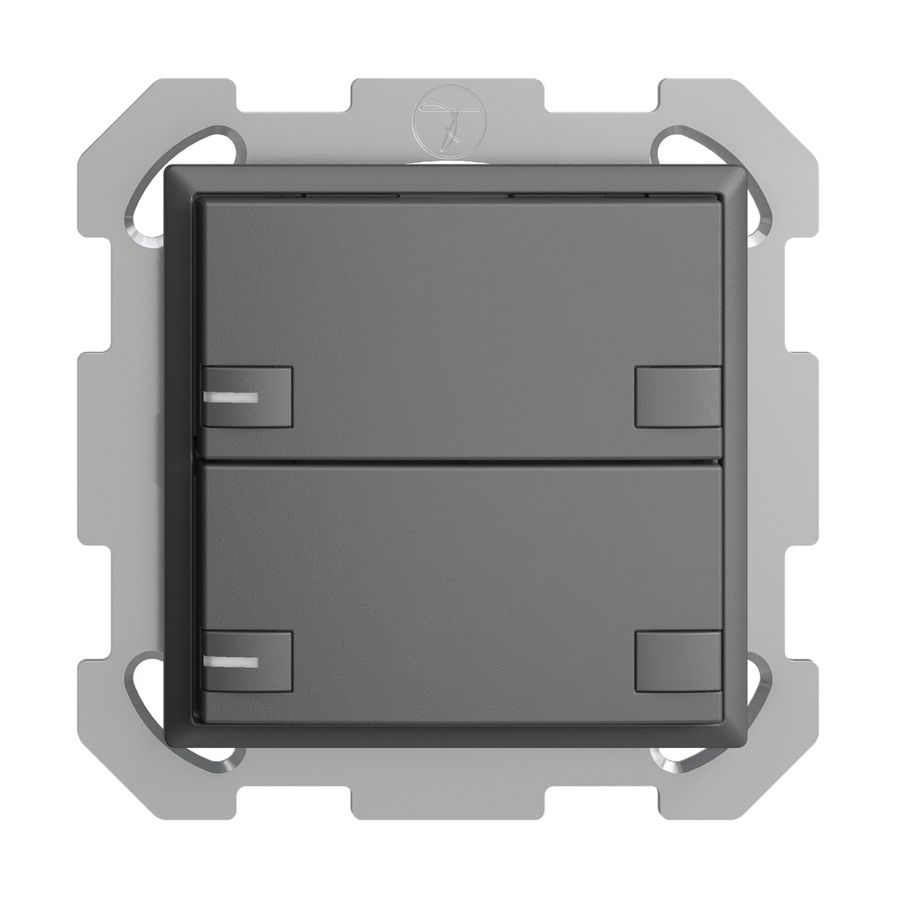 UP-Taster KNX 2-fach EDIZIOdue colore dunkelgrau RGB mit LED