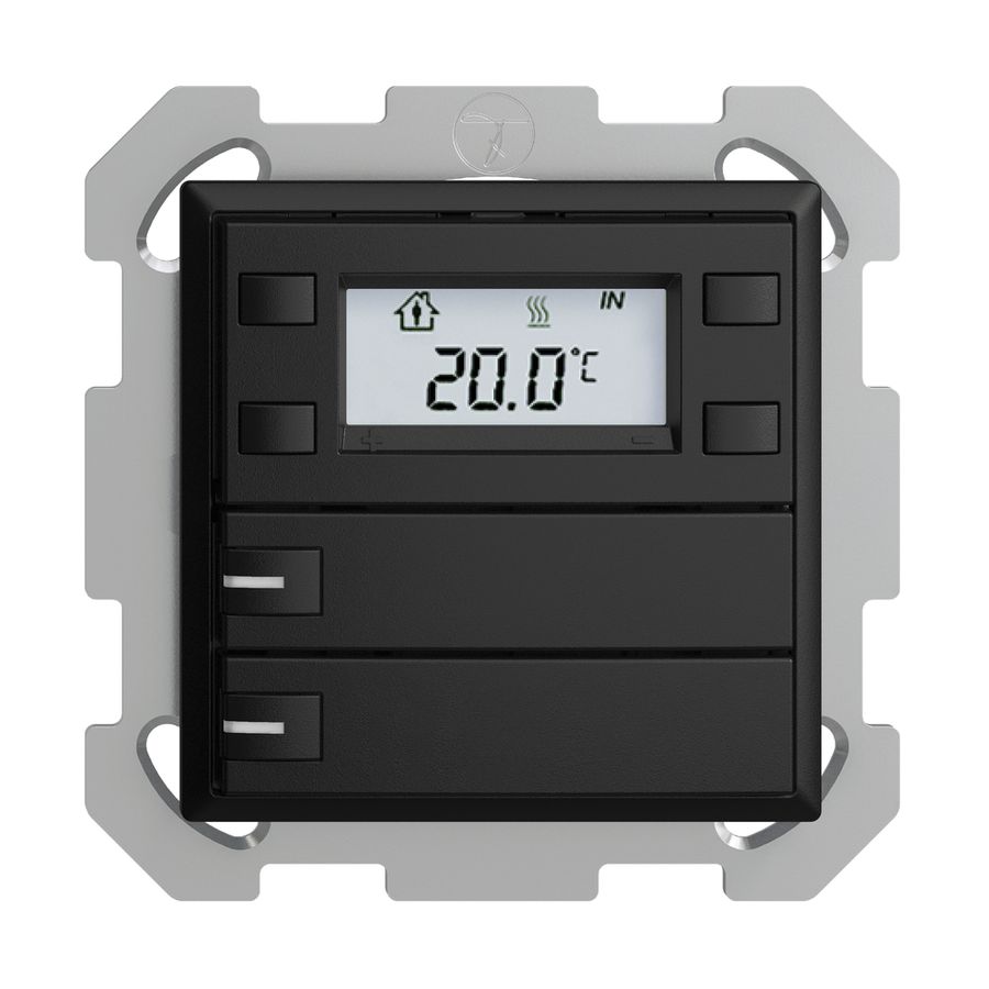 Poussoir RTH ENC KNX 2× EDIZIOdue FM noir, avec LED RGB