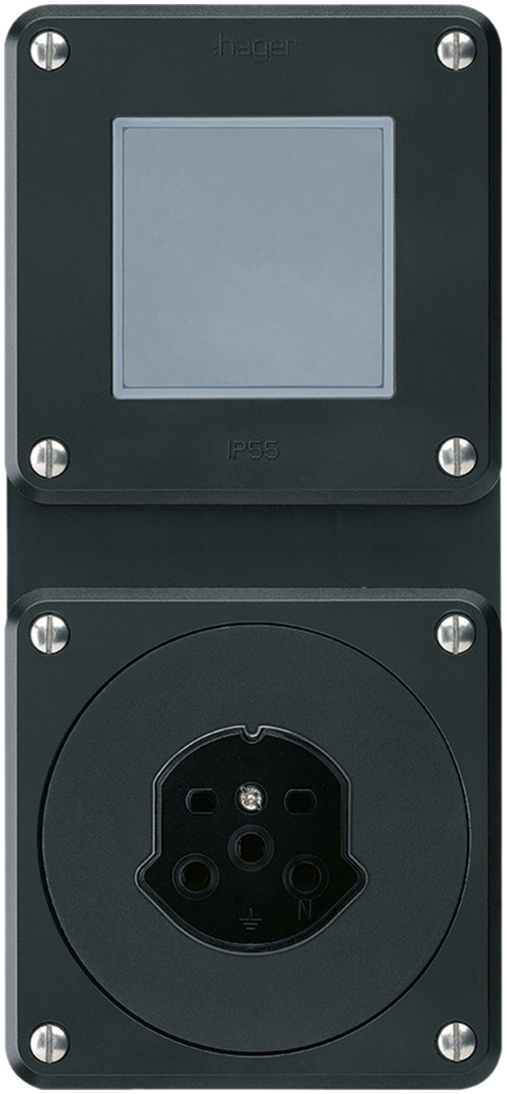 Combi ENC 2×1 HA robusto sch3/type 15 avec bornes enfichables noir