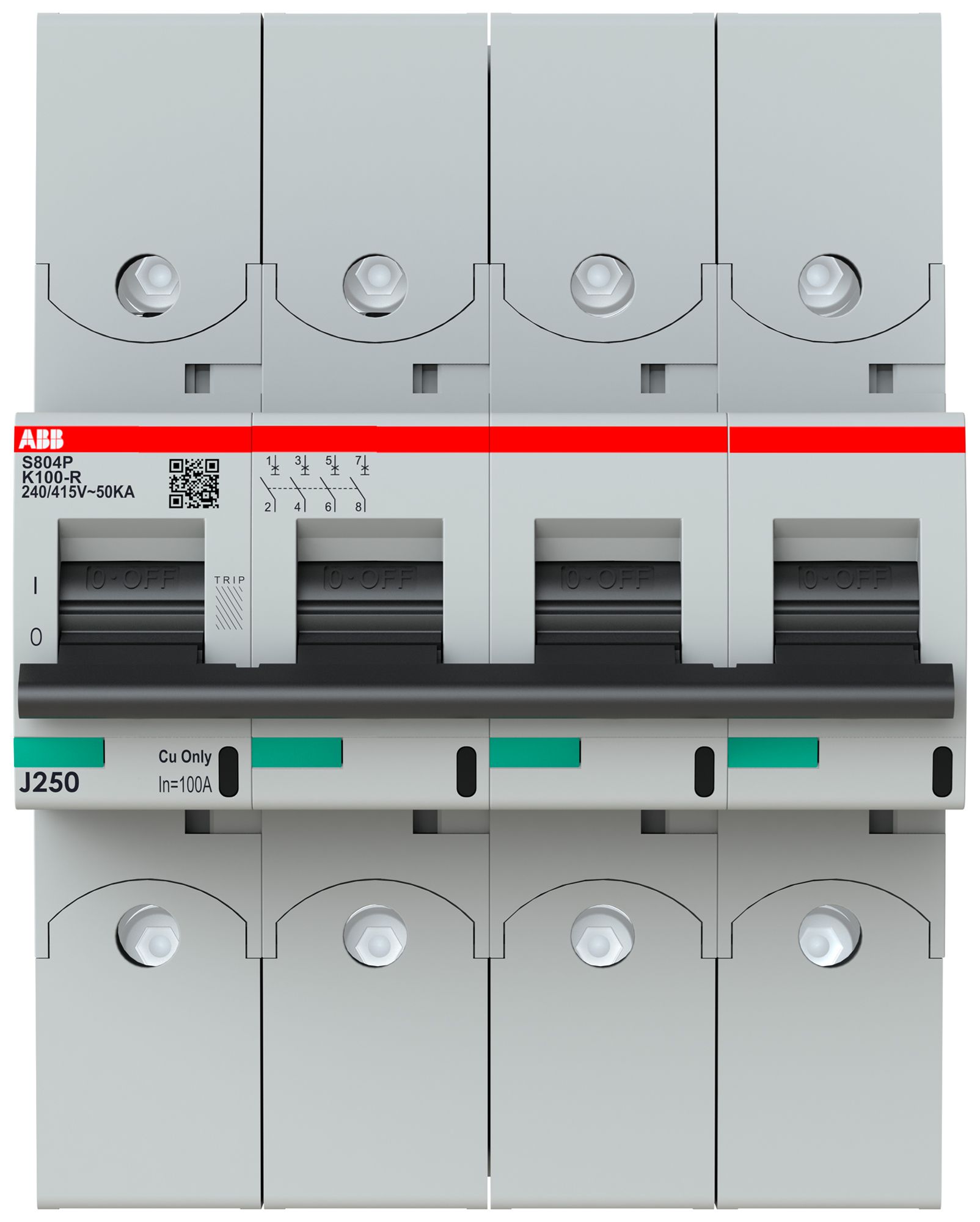 Leitungsschutzschalter ABB S804P-K100-R 4P 400V K-100A 50kA 6TE