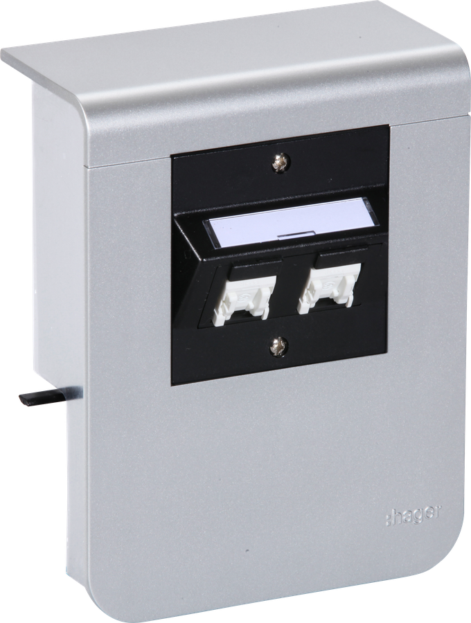 Geräteträger Hager für SL20080 Dekor Aluminium, 2×Kat.5e