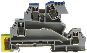 Morsetto di terra componibile Woertz 0.5…4mm² vite 2×3 DIN 35mm grigio