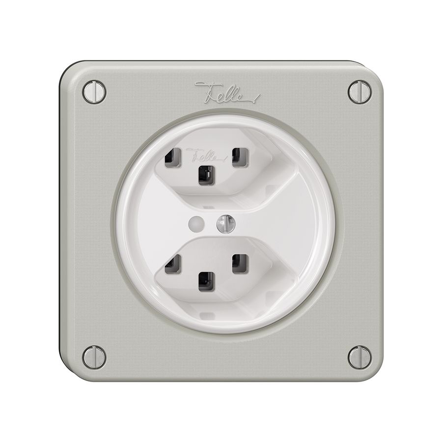 Steckdose NEVO, 2×T23, m.LED, lichtgrau