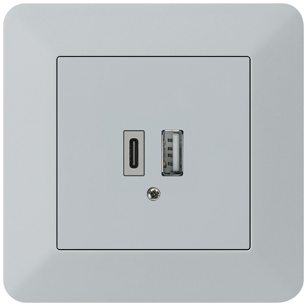 UP-USB-Ladesteckdose kallysto.trend 18W PD 1×Typ A+1×Typ C hellgrau