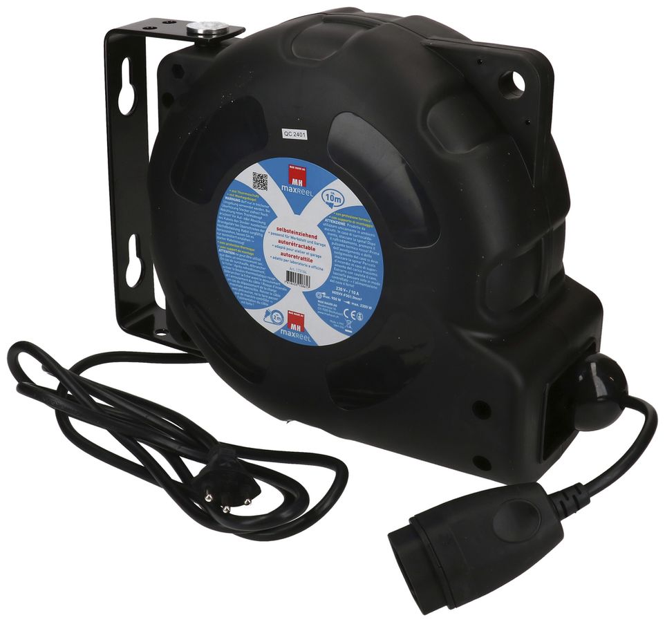 Avvolgicavo automatico MH maxReeL 1×T12+T13 3×1mm² 10m nero