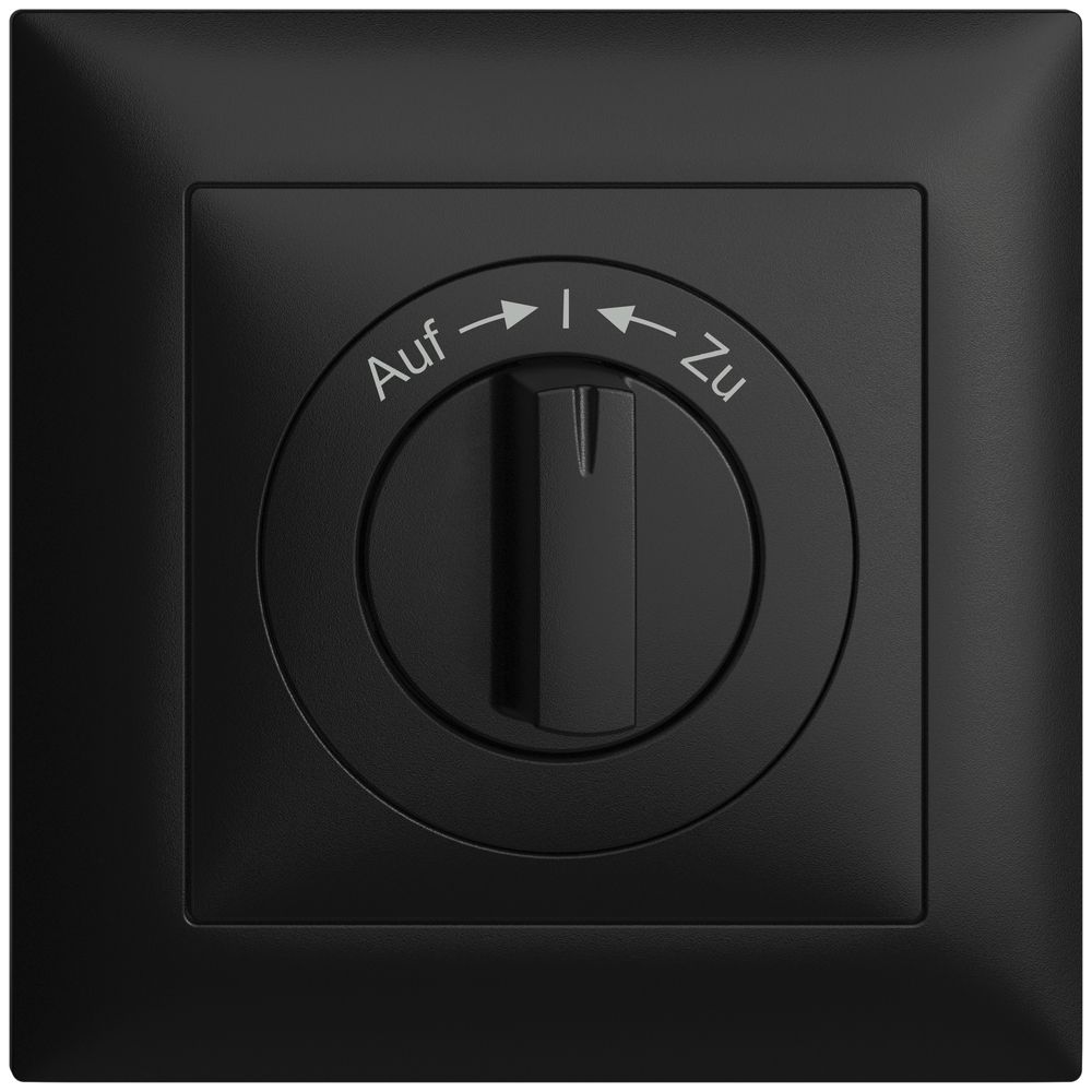 Frontset EDIZIOdue Auf->I<-Zu schwarz 88×88mm für Schwenktaster