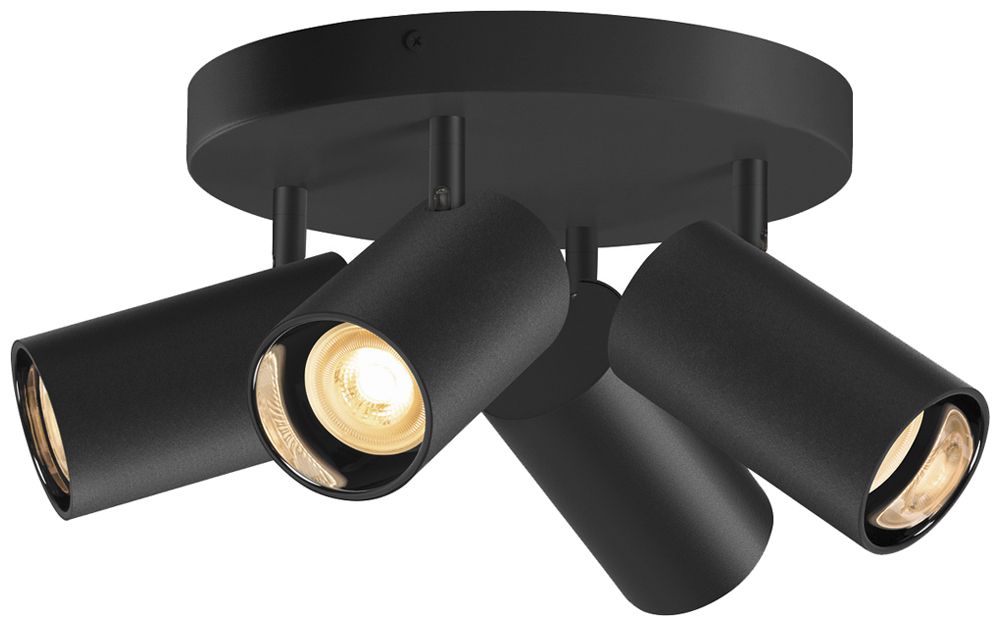 Spot SLV ASTO TUBE GU10 4×10W Ø70×125mm nero