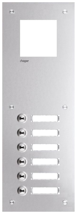Frontplatte Hager intercom mono 6× 150×435×32mm edelstahl