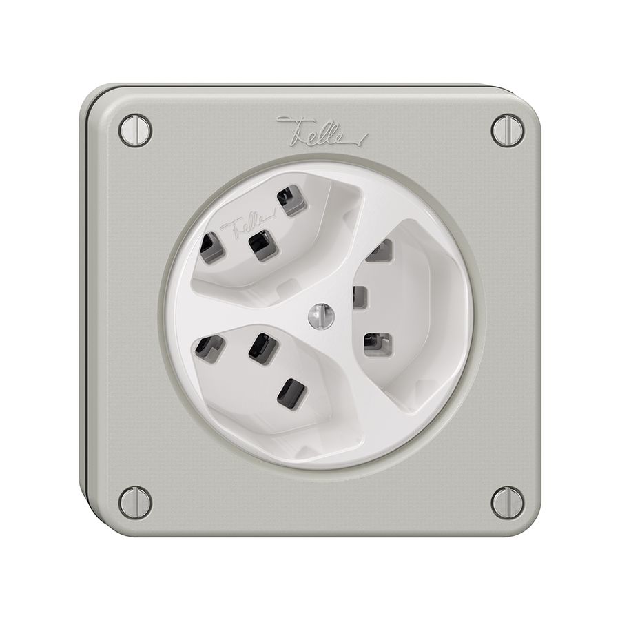 NUPU-Steckdose NEVO, 3×T23, lichtgrau