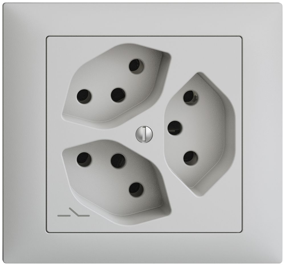 EB-Steckdose EDIZIOdue 3×T13 1×S hellgrau