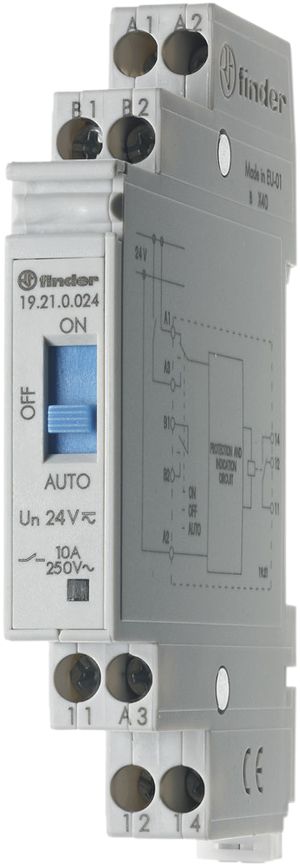 REG-Auto-Off-On-Relais Finder 19.21, 1W 10A 24VAC/DC