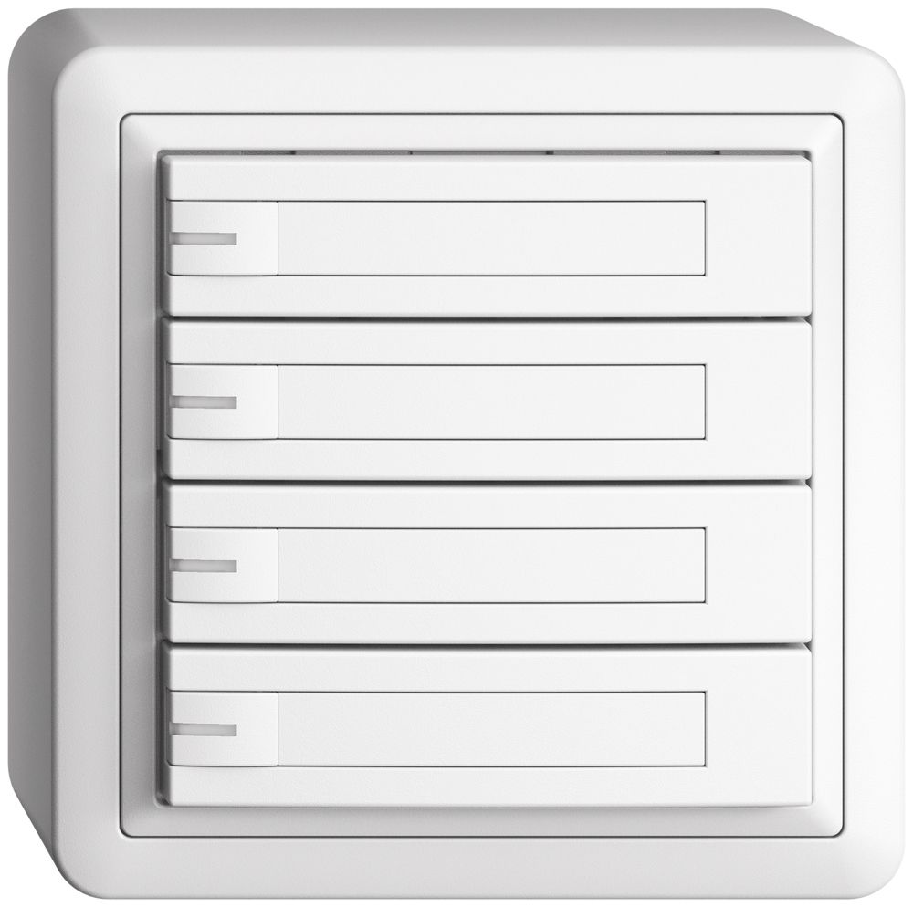 Poussoir AP KNX 4× EDIZIOdue blanc RGB avec LED avec insert papier