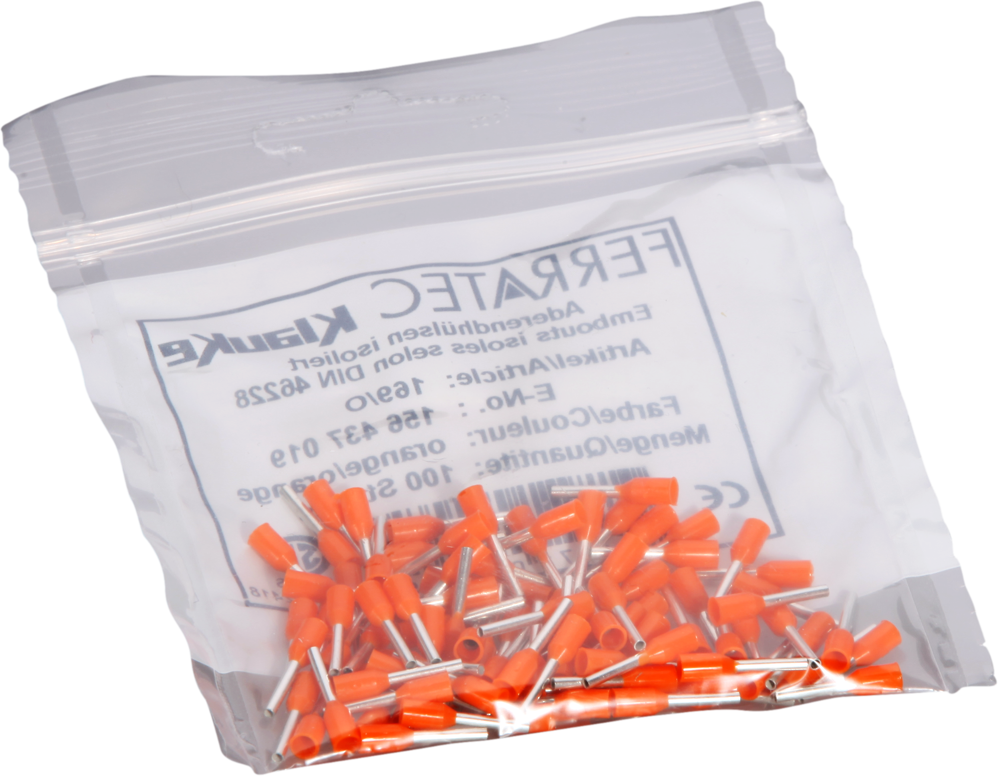 Aderendhülse Typ B isoliert 0.5mm²/8mm orange