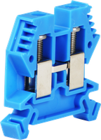 Borne de passage joignable Woertz 4…10mm² 57A 1000V vis 2×1 rail DIN 35mm bleu