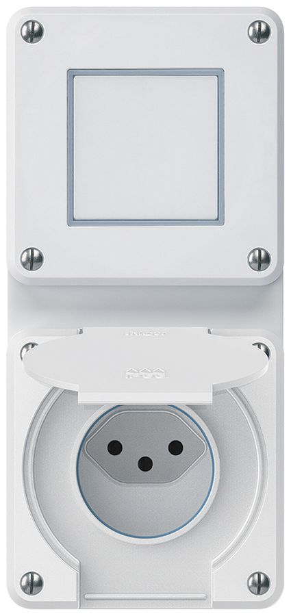 Combinaison ENC robusto 2×1, interrupteur schéma 3/prise T13 IP55 blanc