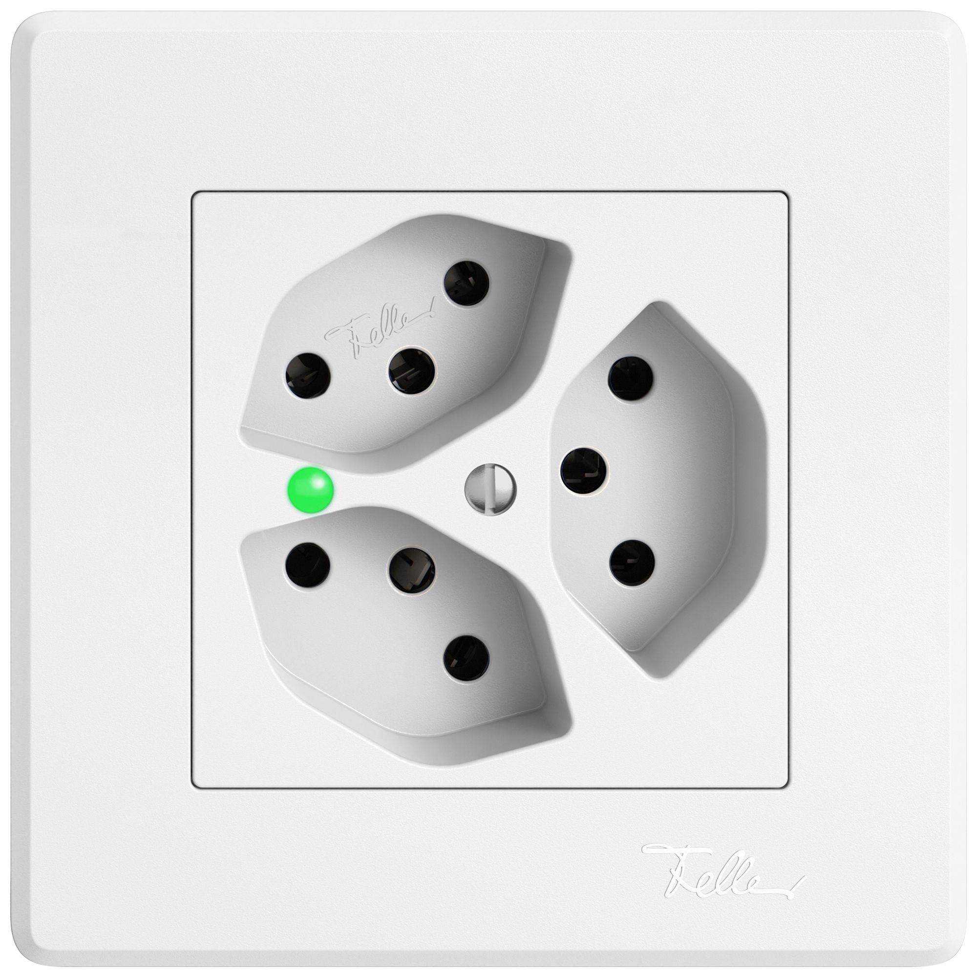 UP-Steckdose EDIZIO.liv SNAPFIX® 3×T13 mit LED grün ws