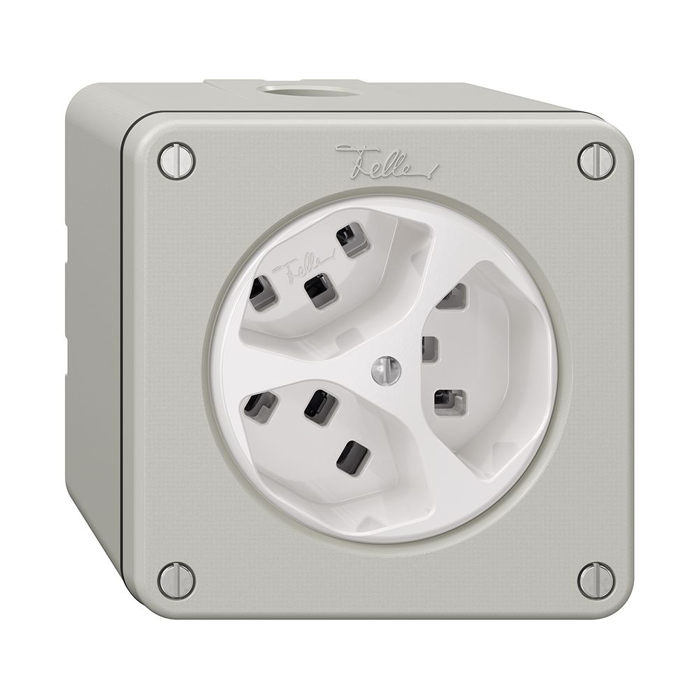 Prise NAPU NEVO, 3×T23, gris clair
