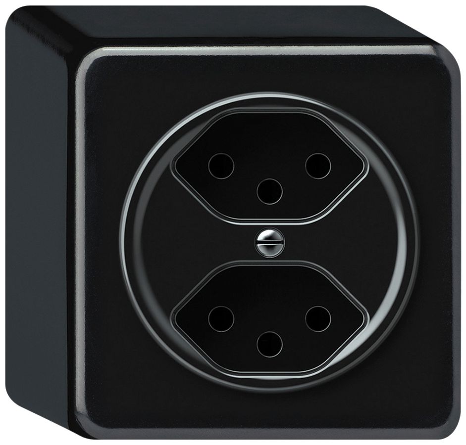 AP-Steckdose origin 2×Typ 13 10A 230V 88×88×54mm schwarz