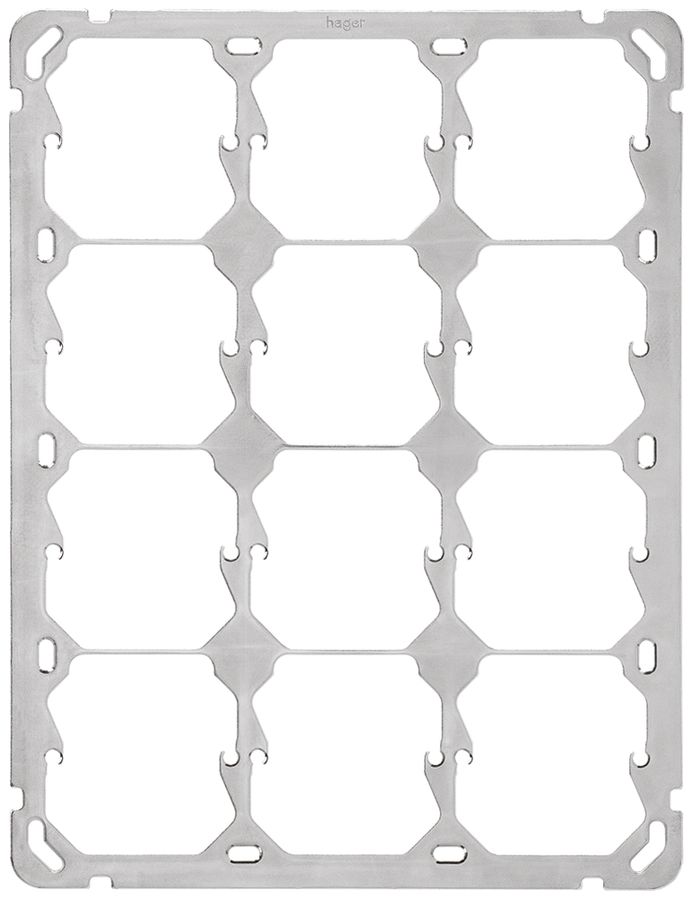 Plaque de fixation Hager 4×3 vert. 197×257mm