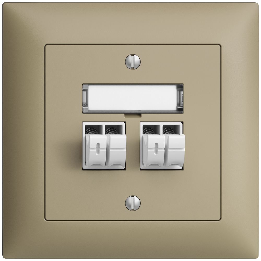 Prise audio ENC Push Type EDIZIOdue FMI, 2×, kit d'inscription, sand