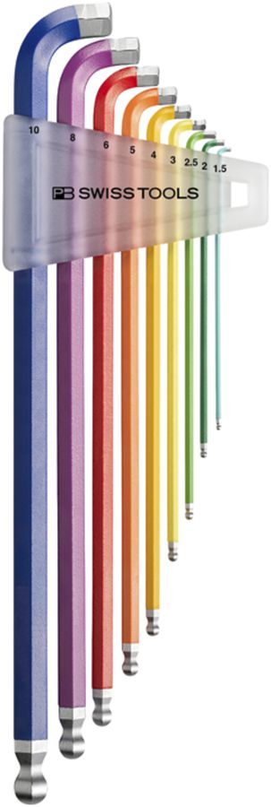 Jeux de clés mâles coudées PB 2222 LH-10 RB 1.5, 2, 3, 4, 5, 6, 8, 10