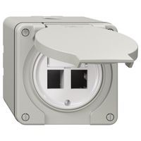 NAP-Montageset Feller freenet, für gerade Steckrichtung, zweifach, lichtgrau